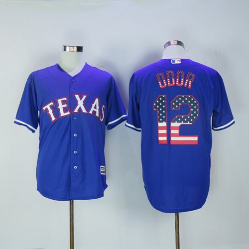 Rangers #12 Rougned Odor Blue USA Flag Fashion Stitched MLB Jersey - Click Image to Close